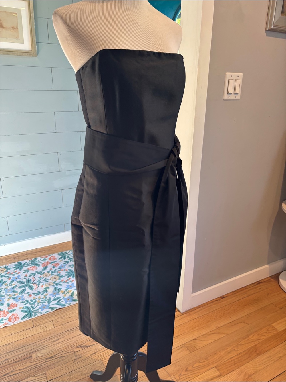 By Malene Birger Tilanda Black Strapless Sheath Dress with Side Tie